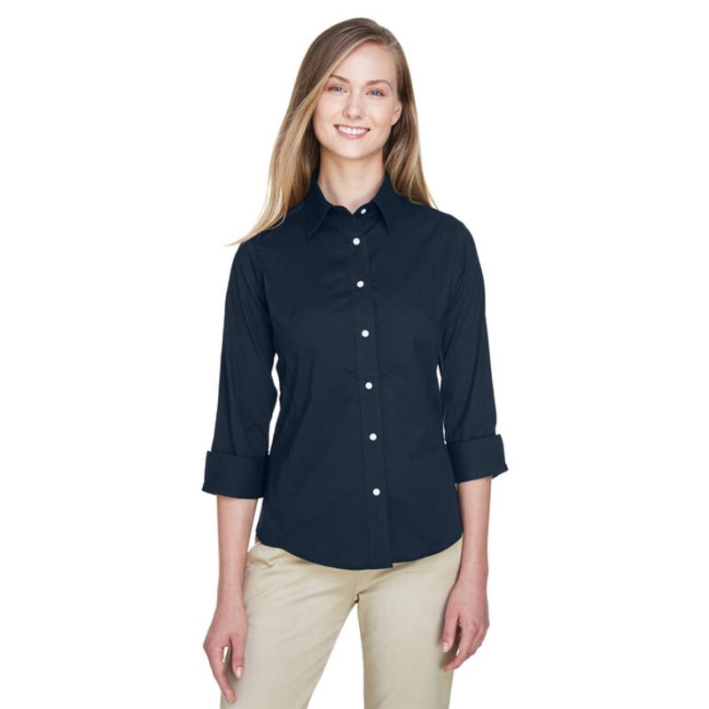 Ladies' Perfect Fit™ Three-Quarter Sleeve Stretch Poplin Blouse Thumbnail