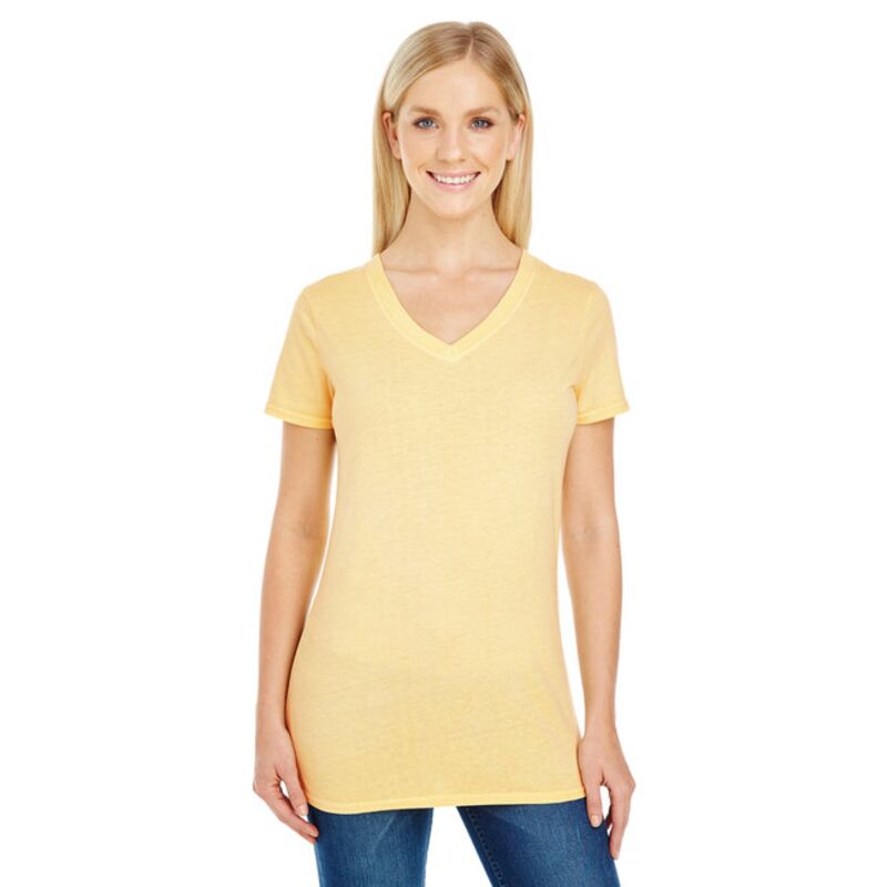 ThreadFast Apparel Ladies' Pigment-Dye Short-Sleeve V-Neck T-Shirt Thumbnail