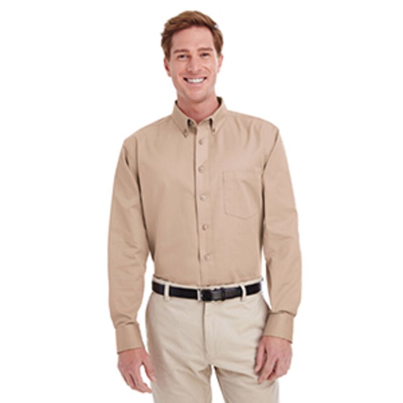 Harriton Men's Foundation 100% Cotton Long-Sleeve Twill Shirt with Teflon™ Thumbnail