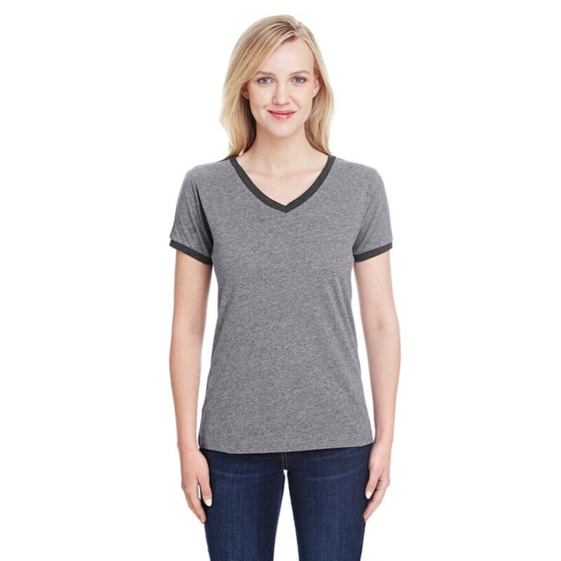 LAT Ladies' Soccer Ringer Fine Jersey T-Shirt Thumbnail